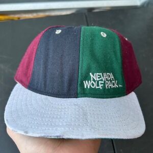 Vintage 1990's Nevada Wolf Pack Embroidered Colorblock Snapback Hat VTG